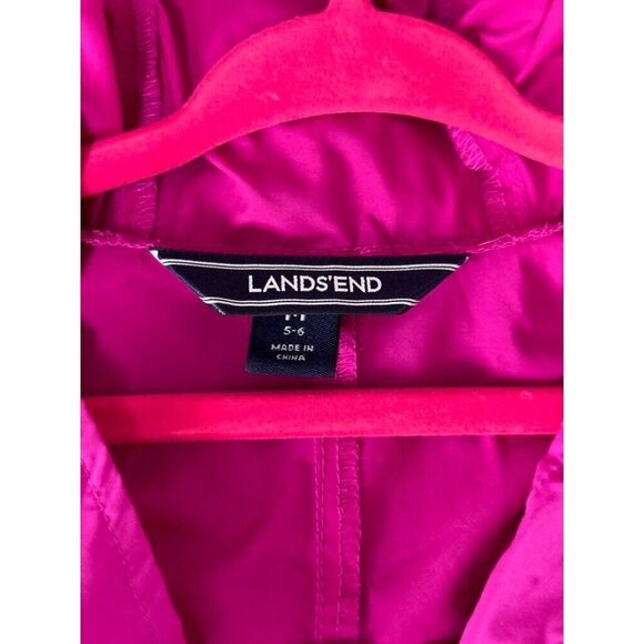 LANDS' END Kids Big Girls M (5-6) Raspberry Pink Packable Navigator‎ Rain Jacket - Picture 7 of 11